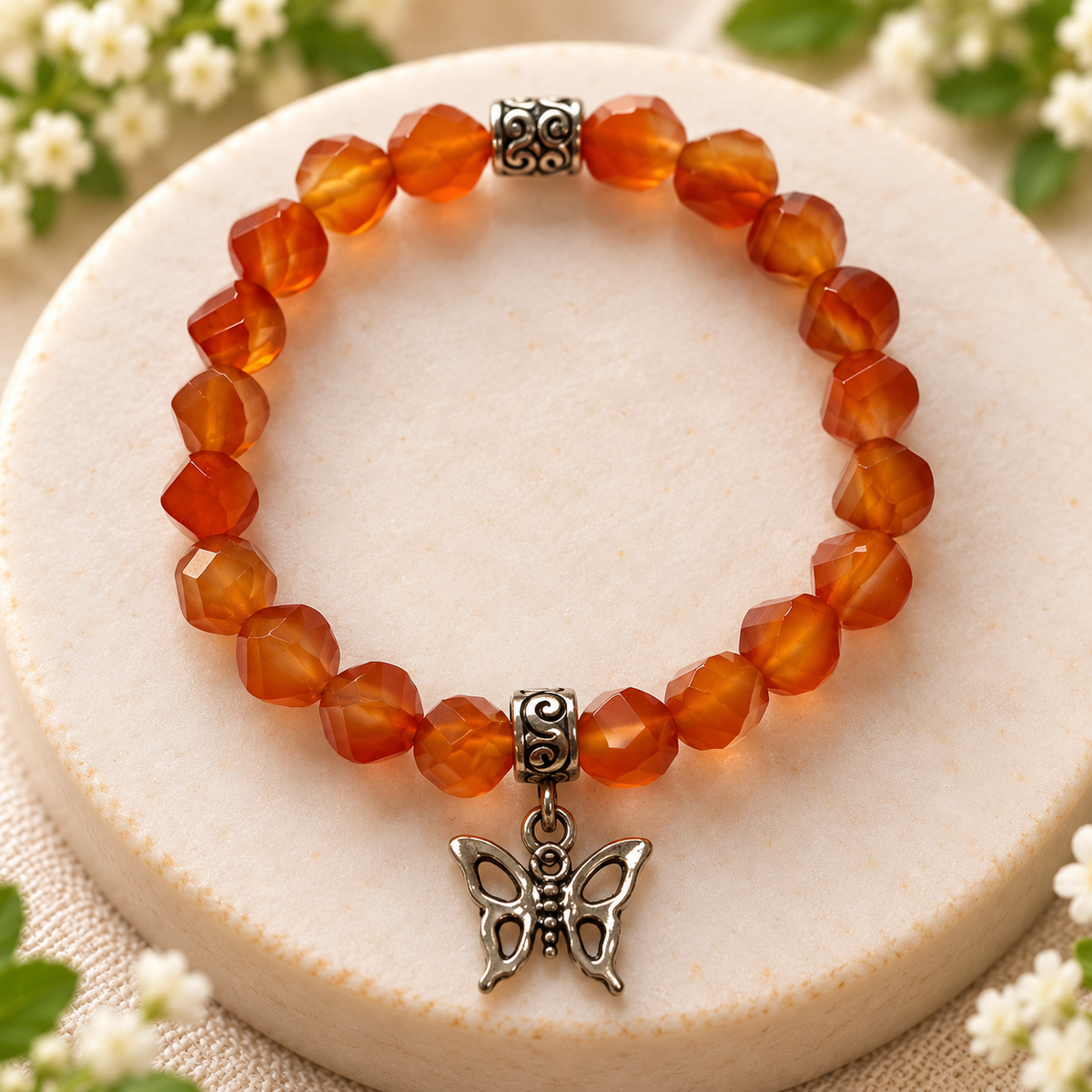 Amber Carnelian Butterfly Bracelet