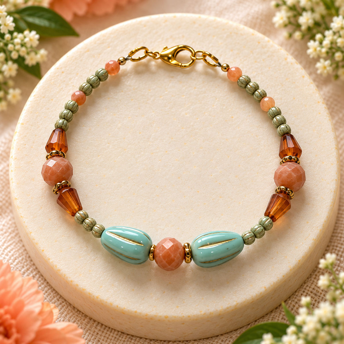 Artisan Turquoise and Coral Bracelet