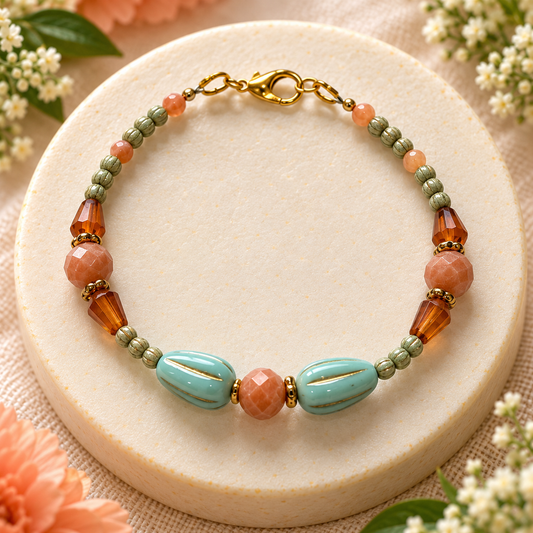 Artisan Turquoise and Coral Bracelet