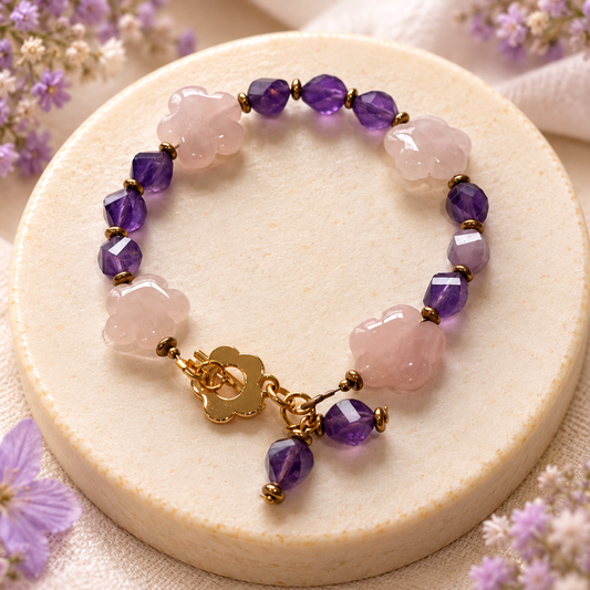 Pastel Amethyst and Rose Quartz Bracelet