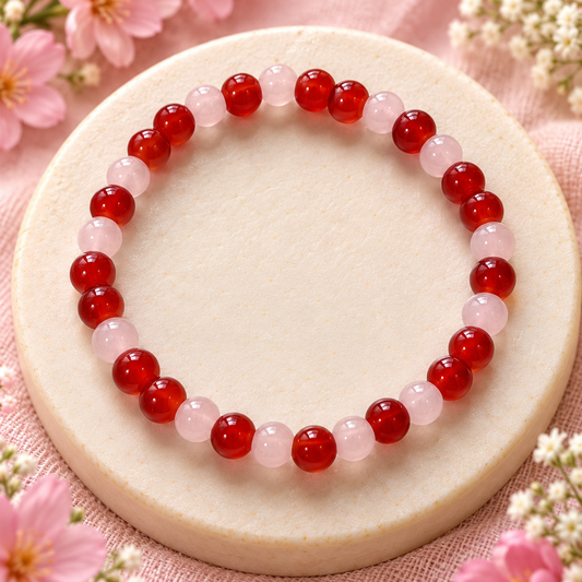 Red and Rose Bead Bracelet