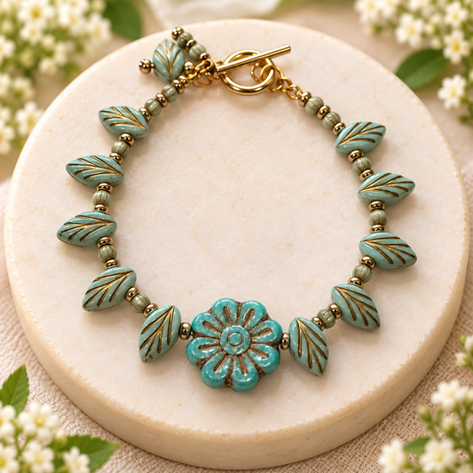 Turquoise Flower Charm Bracelet