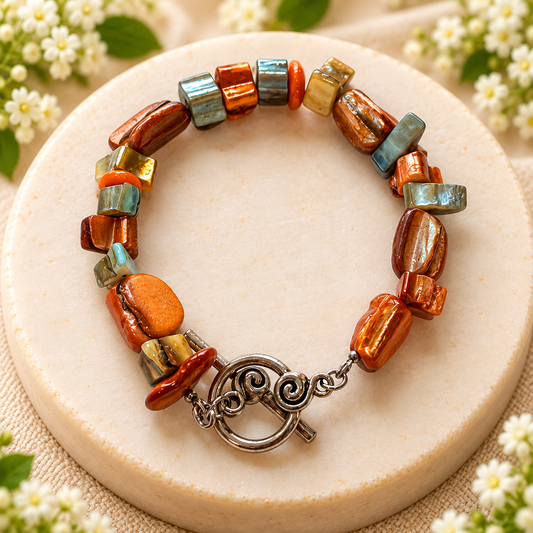 Warm Earth-Tone Beaded Bracelet